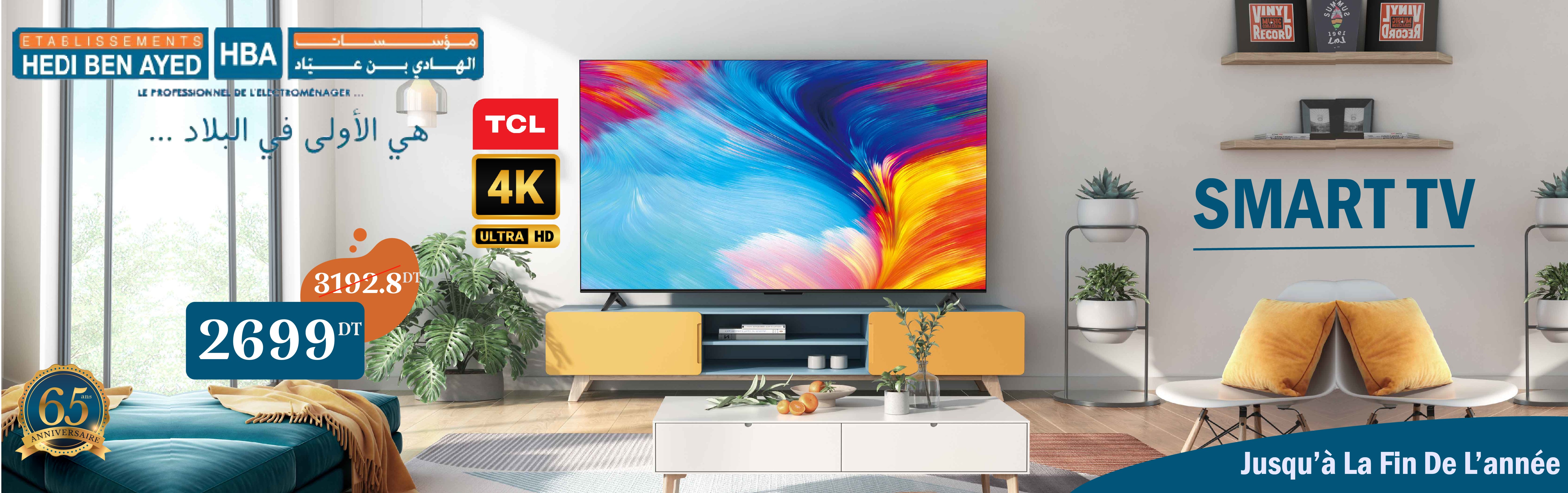 TELEVISEUR TCL 65P635 " LED UHD 4K SMARTH /GOOGLE /ANDROID